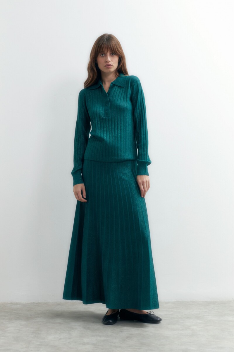 Falda tejida lurex verde