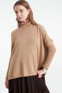 PONCHO LARGE COL ROULE Camel