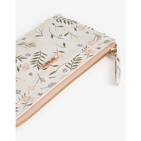 Billetera Fichero Rectangular Con Cierre Estampado flores