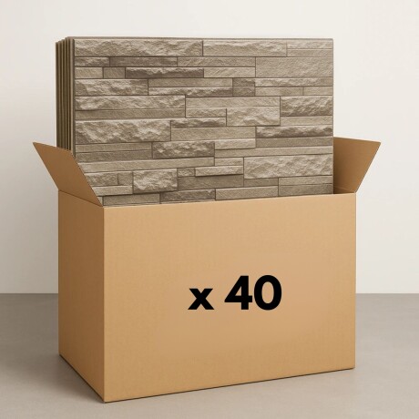 40 Placas Revestimiento Pared Autoadhesiva 70x77cm Promo X40 Piedra Oscura