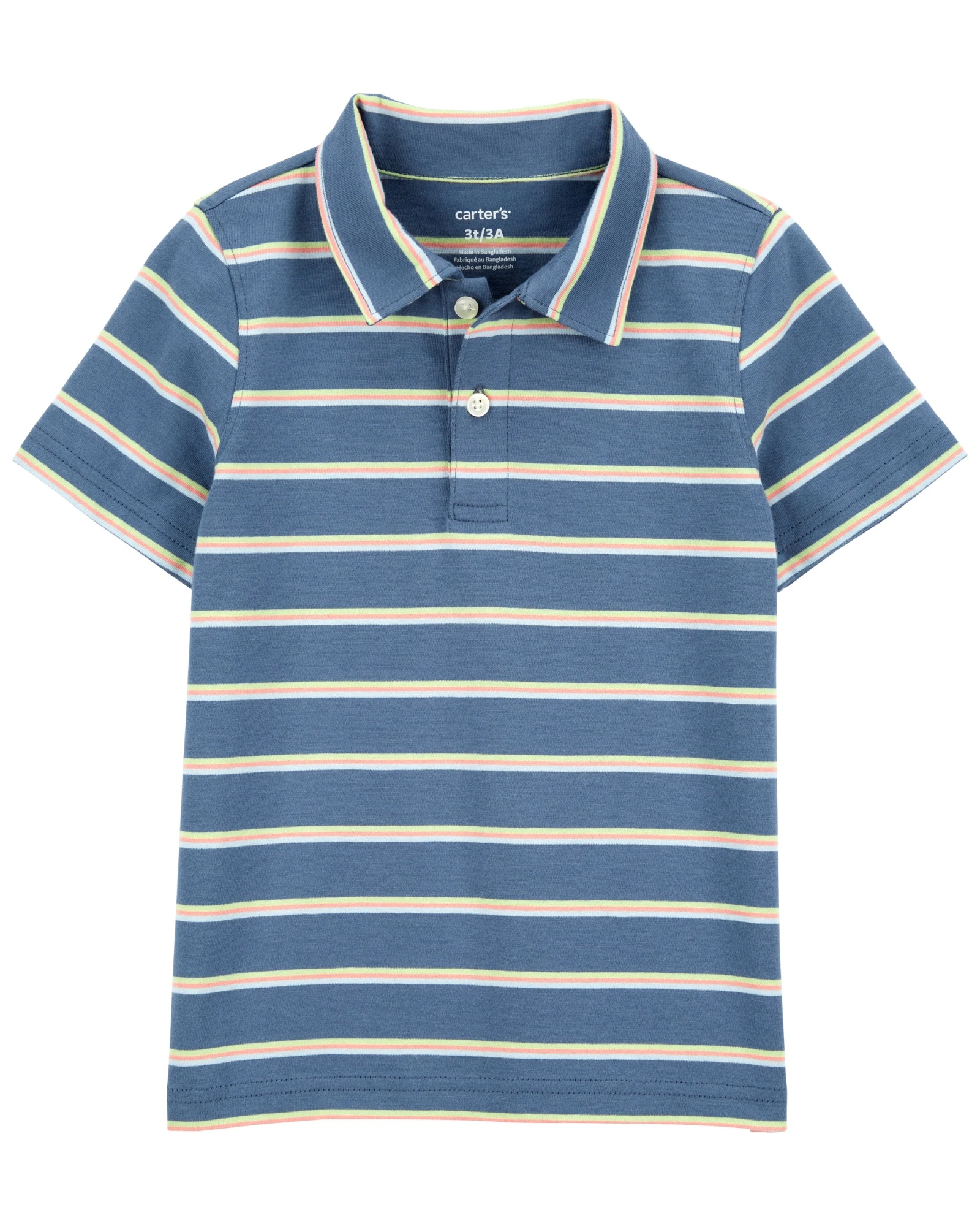 Remera polo de algodón, manga corta, diseño a rayas Remera polo de algodón, manga corta, diseño a rayas