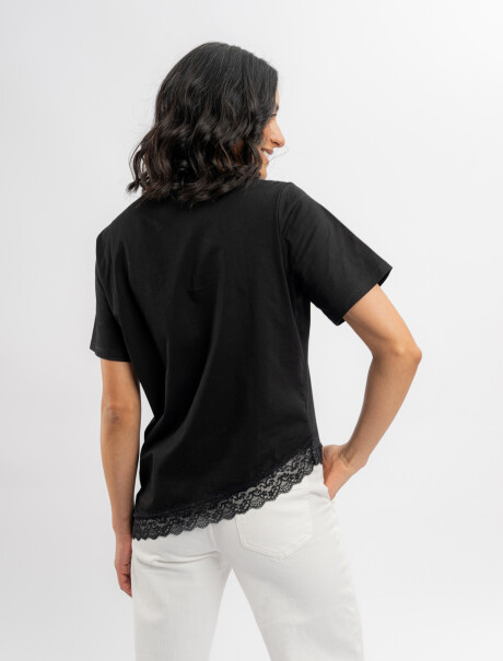 T-shirt con encaje Luma negro