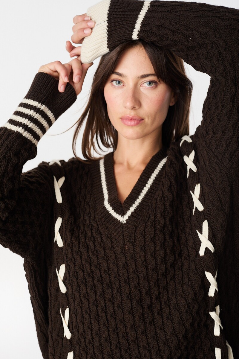Sweater Preppy - Crudo/Marron 