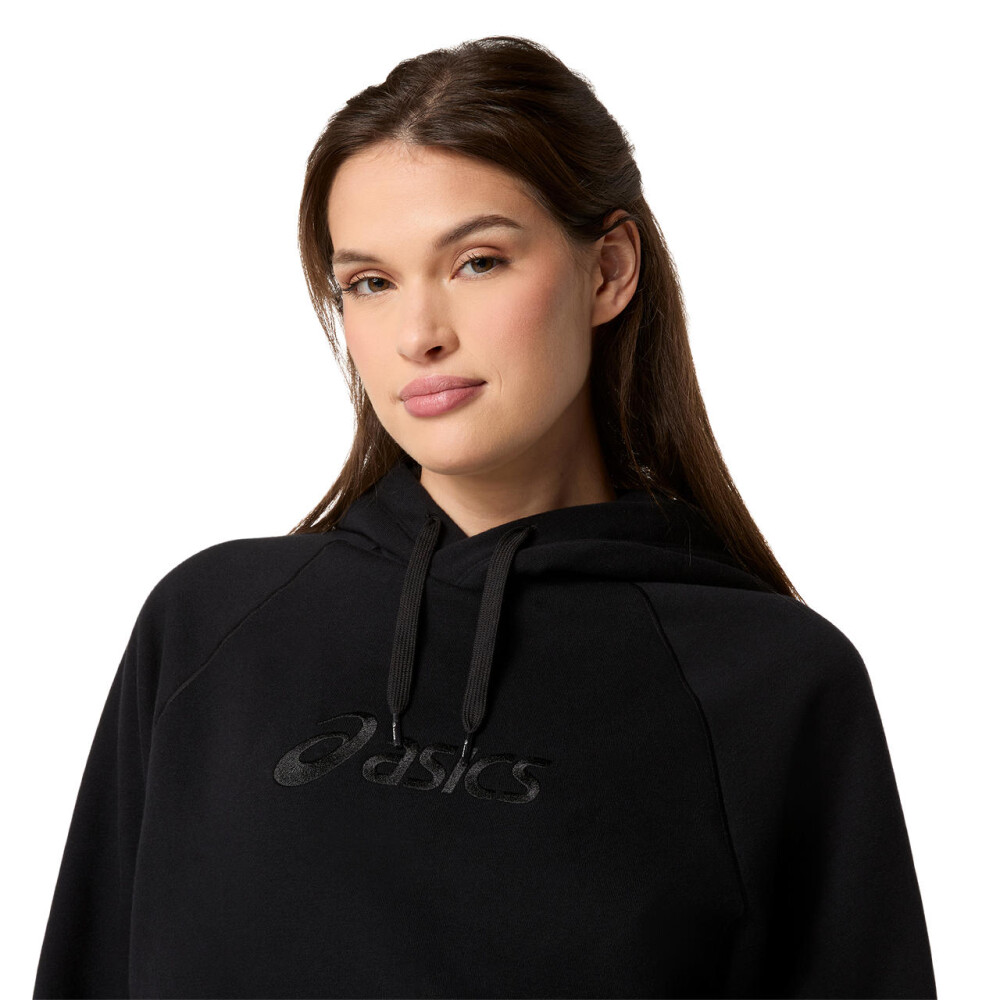 Polera Training Asics Logo Fleece Pullover Hoodie Mujer Performance Black