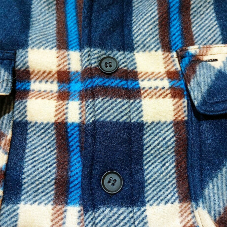 Campera Camisa Leñadora Cangurito Capucha Botones Azul-Beige