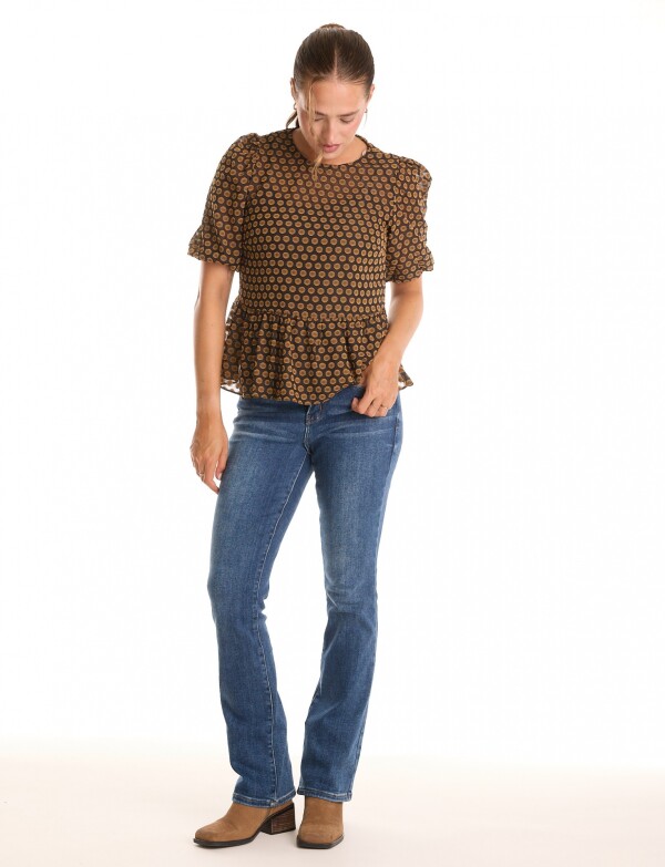 Blusa Peplum Circulos NEGRO/MULTI