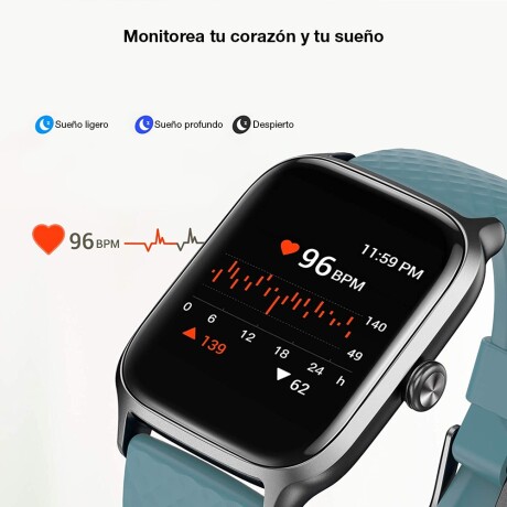 Reloj Inteligente Smartwatch Estilo de Vida y Fitness EW1 Azul Claro