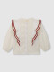 Blusa Volantes Con Contraste Blanco Roto