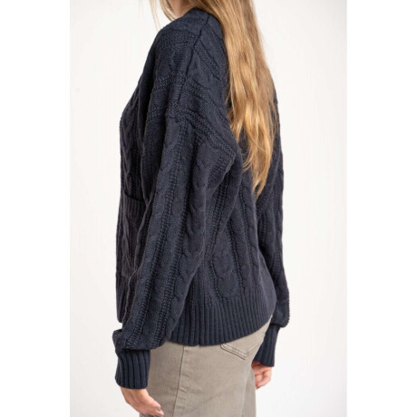 Cardigan Texturado Lana Azul Oscuro