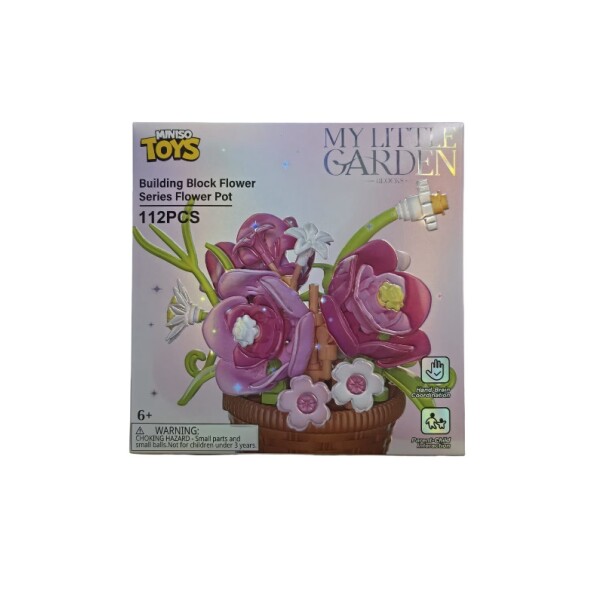 Bloques flor en maceta rosa