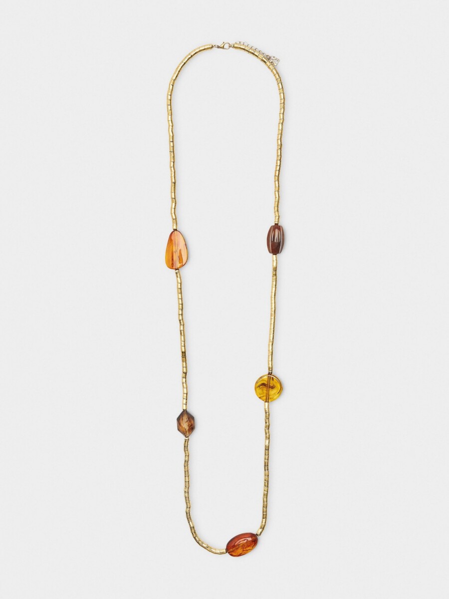 Collar Largo Con Detalles Efecto Piedra marron