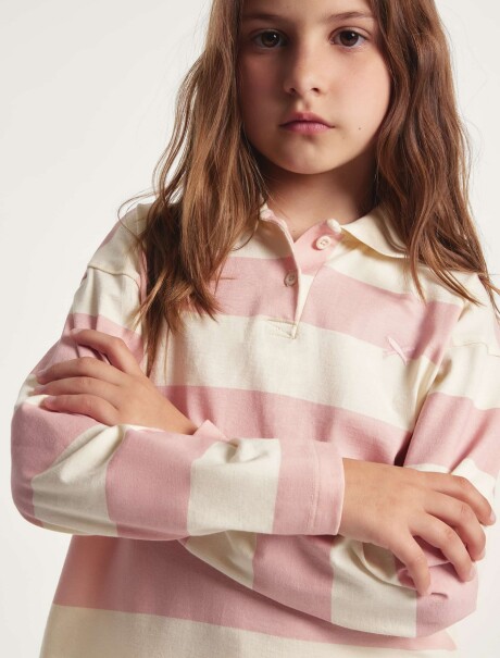 POLO INFANTIL NIÑA OVERSIZED ROSA
