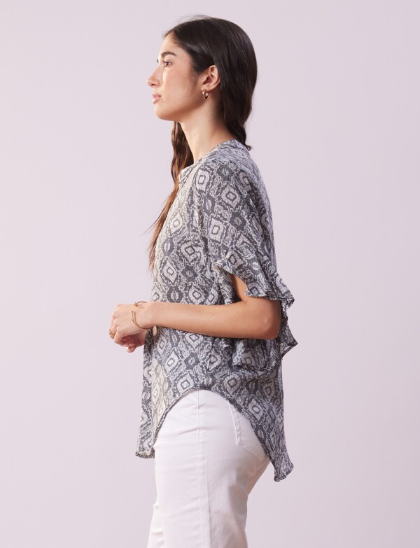Blusa Manga Volado NEGRO/GRIS