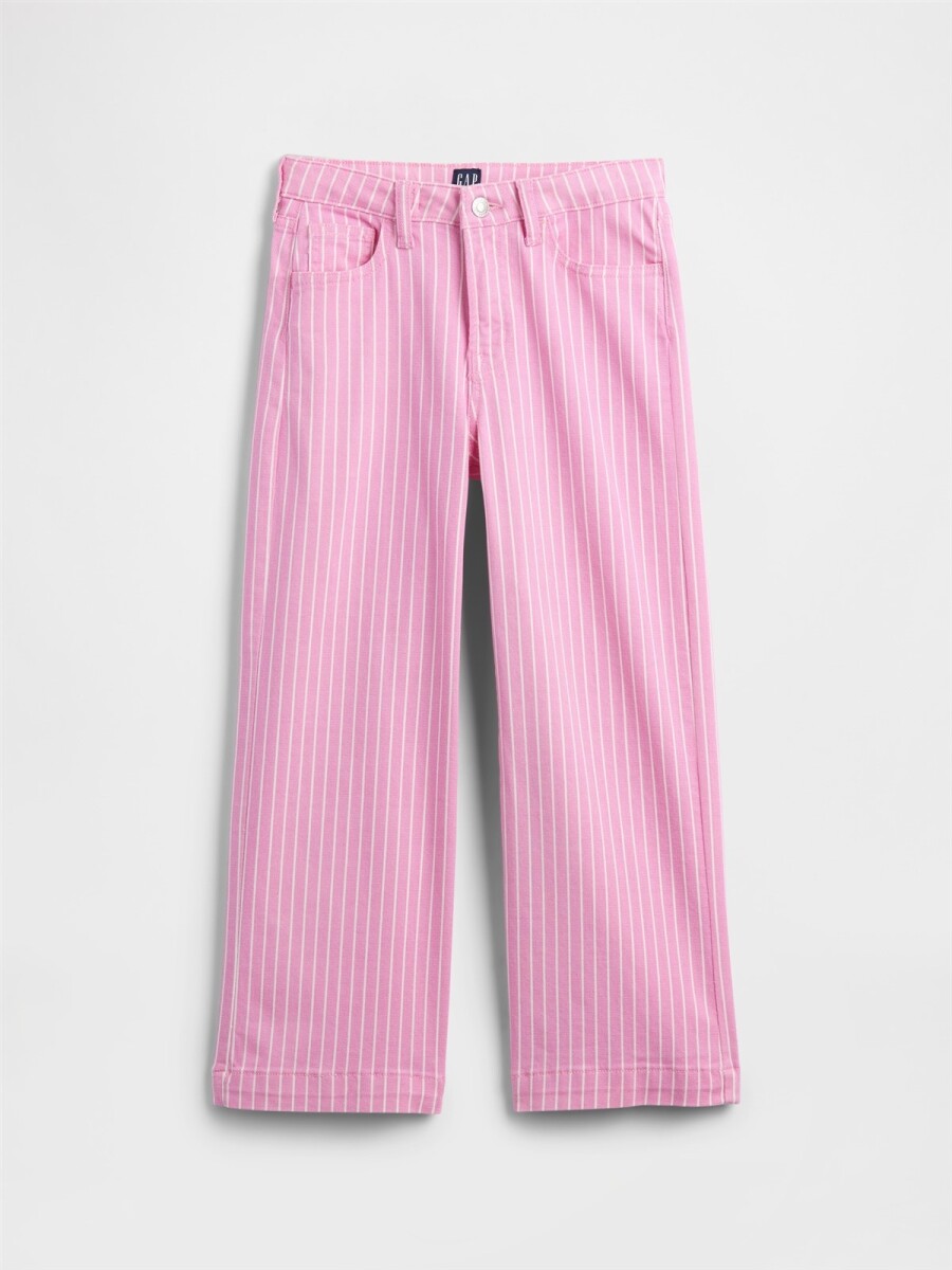 Jean Wide Tiro Alto Niña - Pink Stripe 