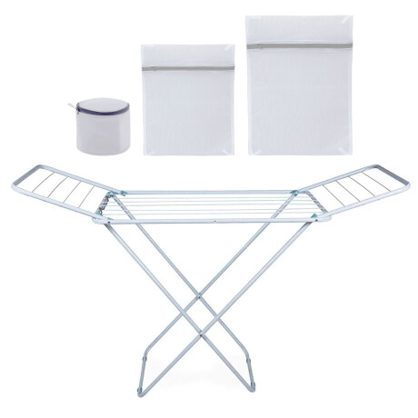 Set Tendedero Extensible Acero 8.54mt + 3 Bolsas p/Lavarropa Blanco