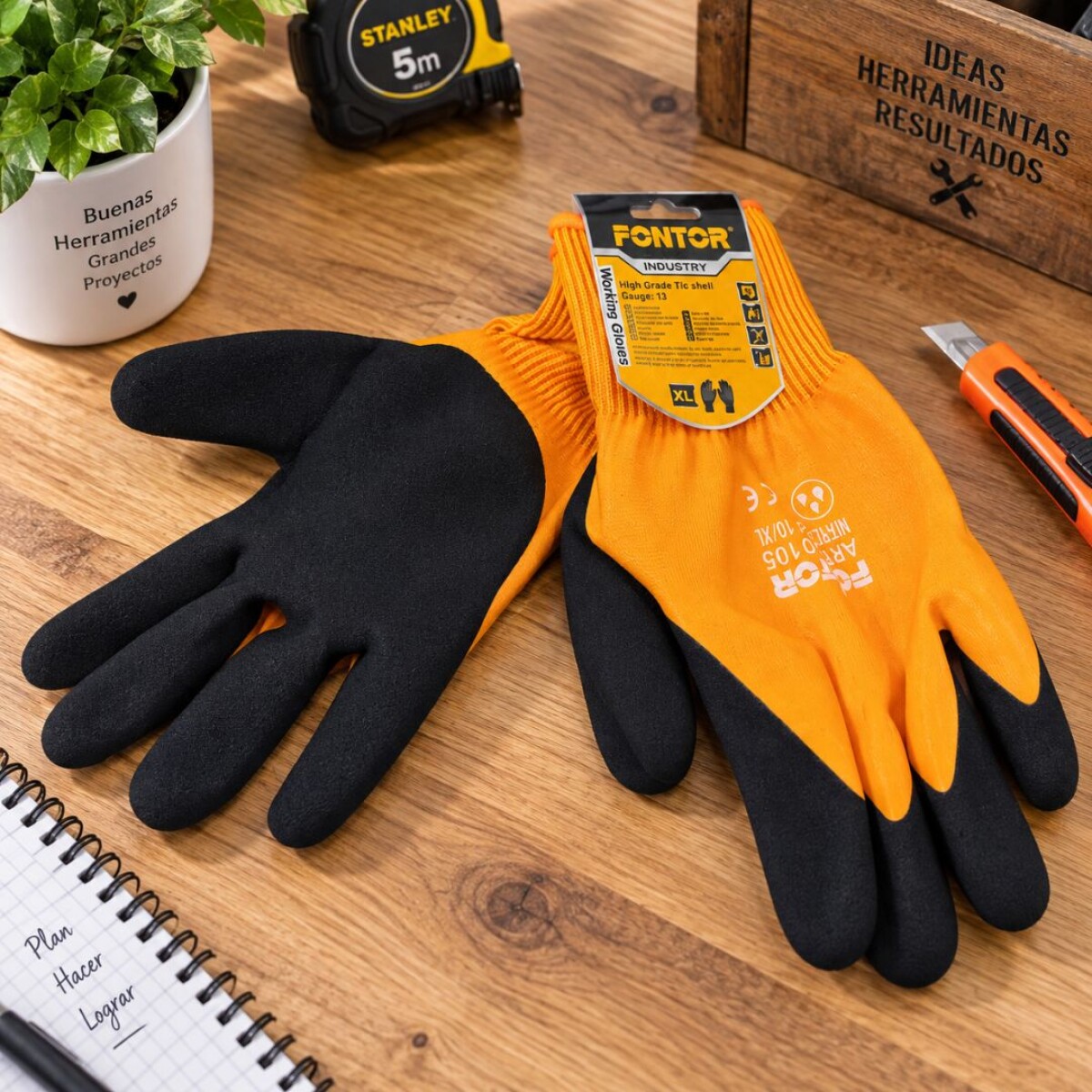 Guantes Tela Impermiable Doble Latex 
