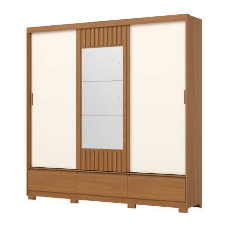 ROPERO DELVIN 3 PUERTAS 3 CAJONES CON ESPEJO GUARDARROPA CLOSET ARMARIO OFF WHITE