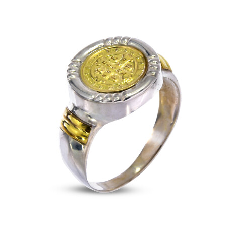 Anillo de plata 925 y double en oro 18 ktes, SAN BENITO. Anillo de plata 925 y double en oro 18 ktes, SAN BENITO.