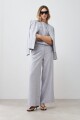 Pantalón ancho de lino con tajos gris melange