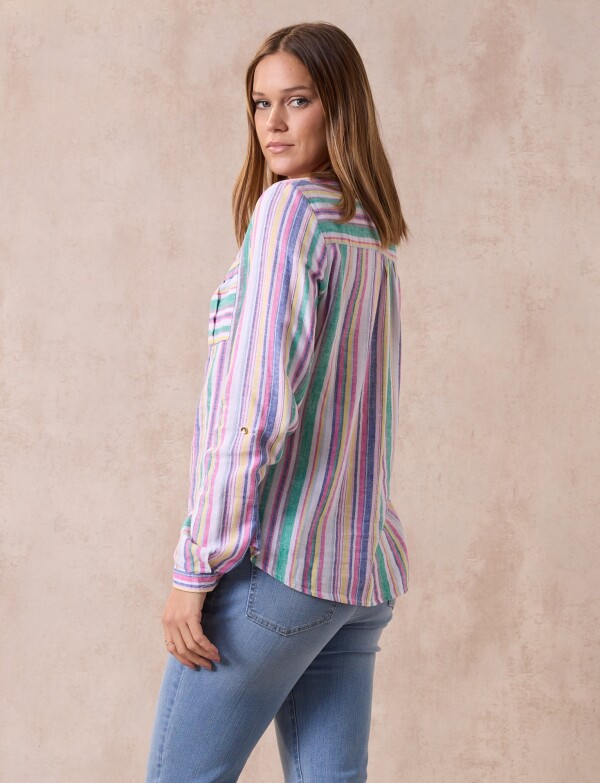 Blusa Lino Lineas MULTI/BLANCO