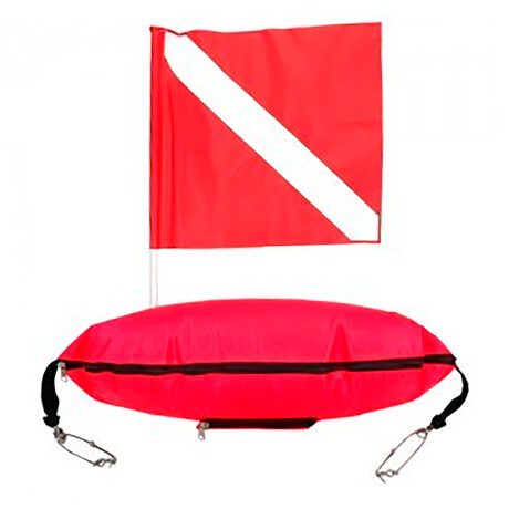 Aropec - Flotador para Pesca Submarina y Buceo con Bandera RF-HW01 - Fondo con Bolsa de Carga de Plo 001