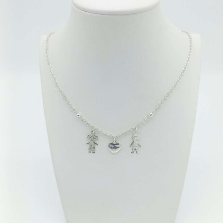 Gargantilla de Plata 925 modelo rolito con dijes Linea Kids Dos Nenas