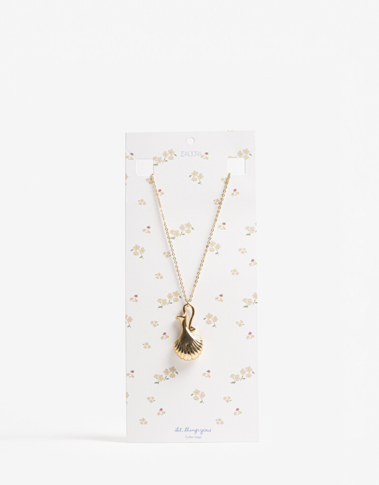 Collares Largos Color Collar Largo Metal Florero - Dorado
