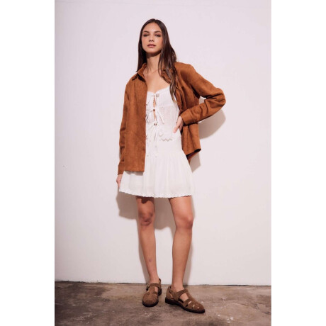 Camisa Gamuza Cuero Vegano Camel