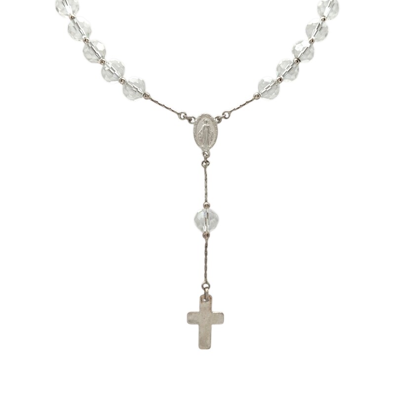 Rosario de cristal Virgen Milagrosa - Plata 925 - Cuarzo cristal - RO3001 conpiedra