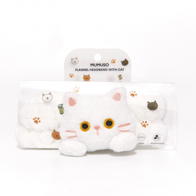 DIADEMA DE FRANELA GATO (BLANCO) DIADEMA DE FRANELA GATO (BLANCO)