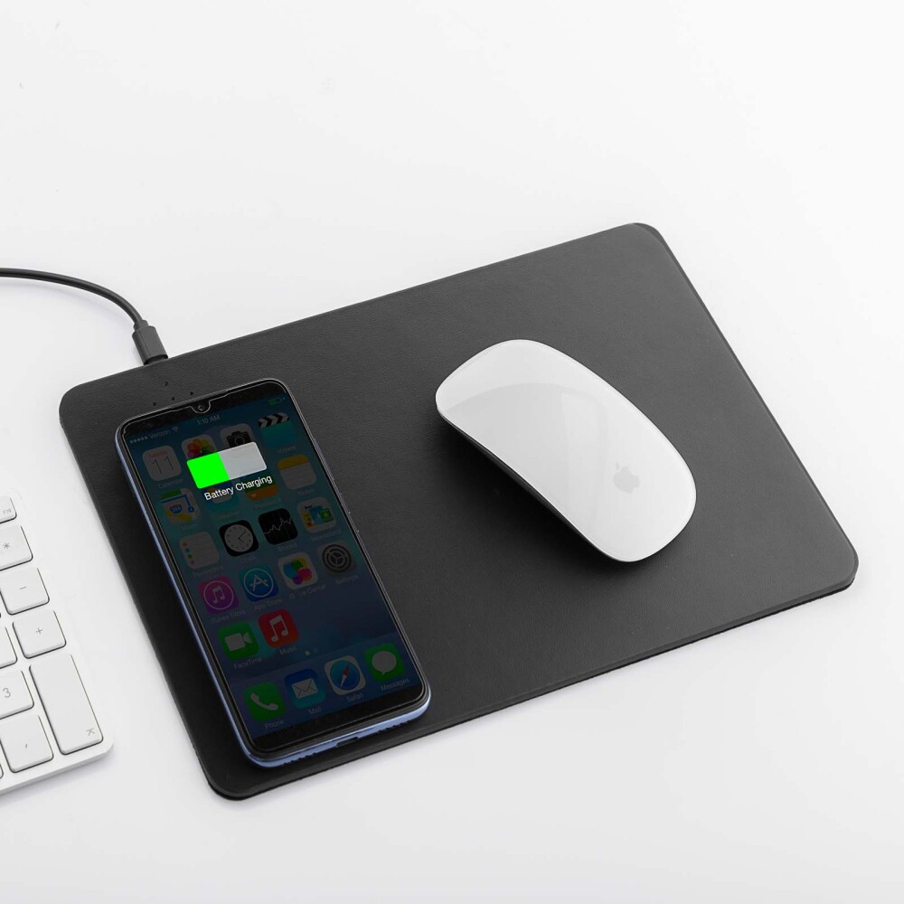 MOUSE MAT C/CARGA INAL 2EN1 PU-Y-ABS NEGRO INNOVAGOODS