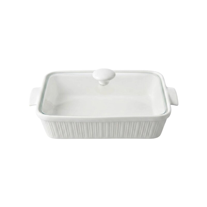 BANDEJA RECT CERAM BLANCO C/TAPA 26X19CM Unica