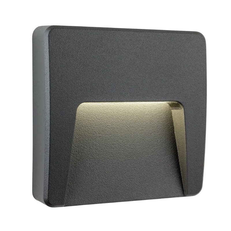 ARTEFACTO EXTERIOR DE PARED CUADRADO MOREIRA 3W Luminaria De Exterior De Pared Cuadrado Moreira 3W Gris