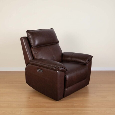 RECLINER ELÉCTRICO 1 CUERPO CUERO-Y-SIMIL-CUERO MARRON JOSHUA