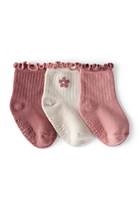Pack tres pares de medias de algodón, festoneadas Sin color