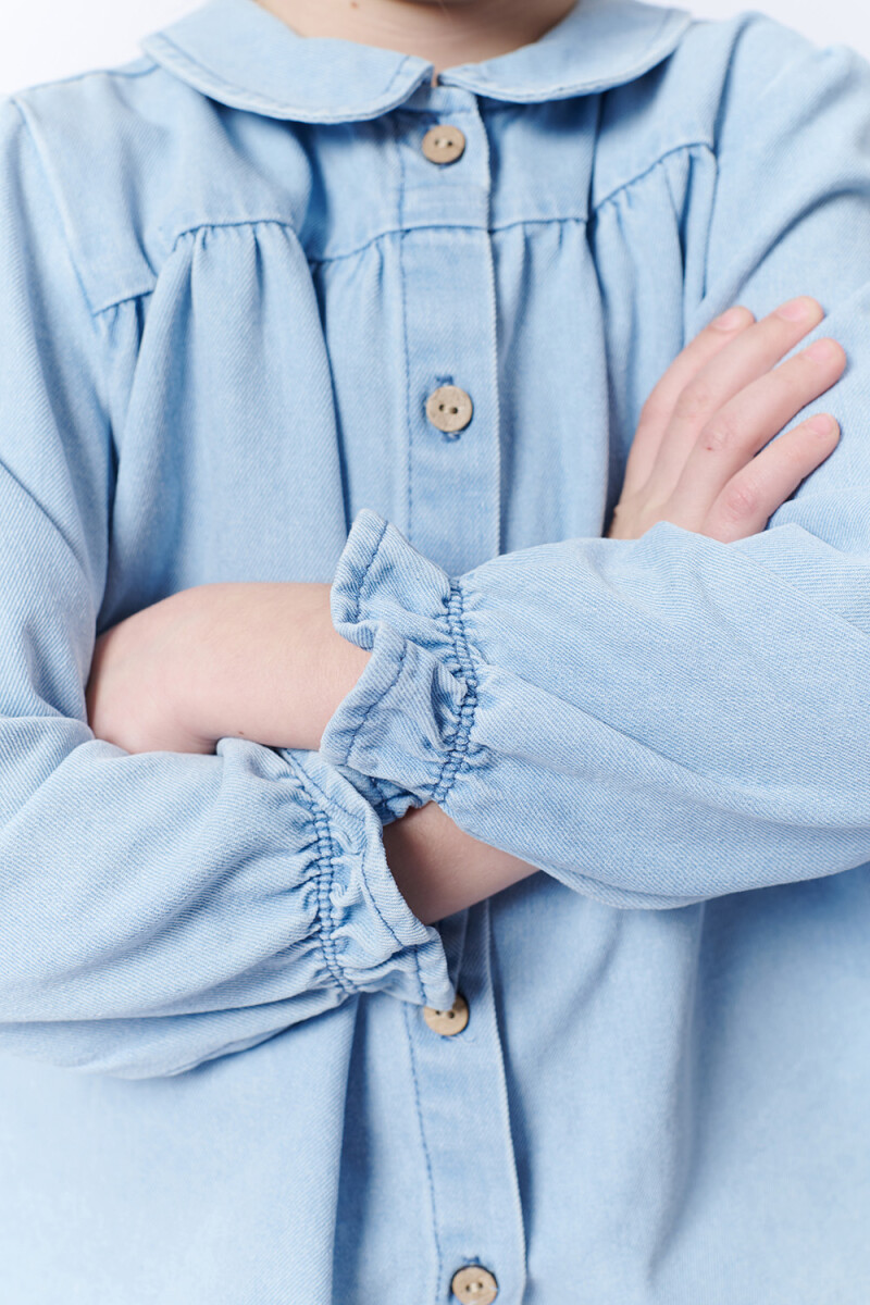 Blusa cuello volado jean Celeste