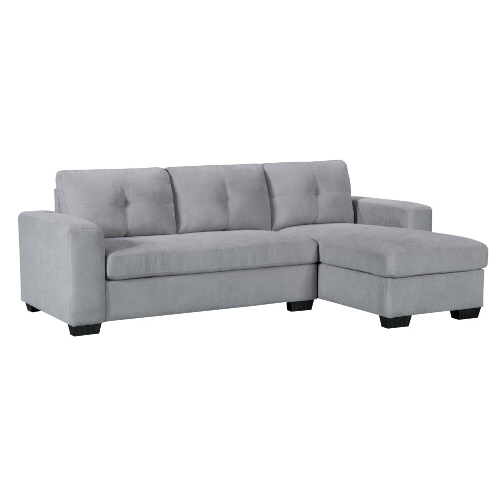 SOFÁ C/CHAISE MÁS DE 4 CUERPOS TELA GRIS DETROIT