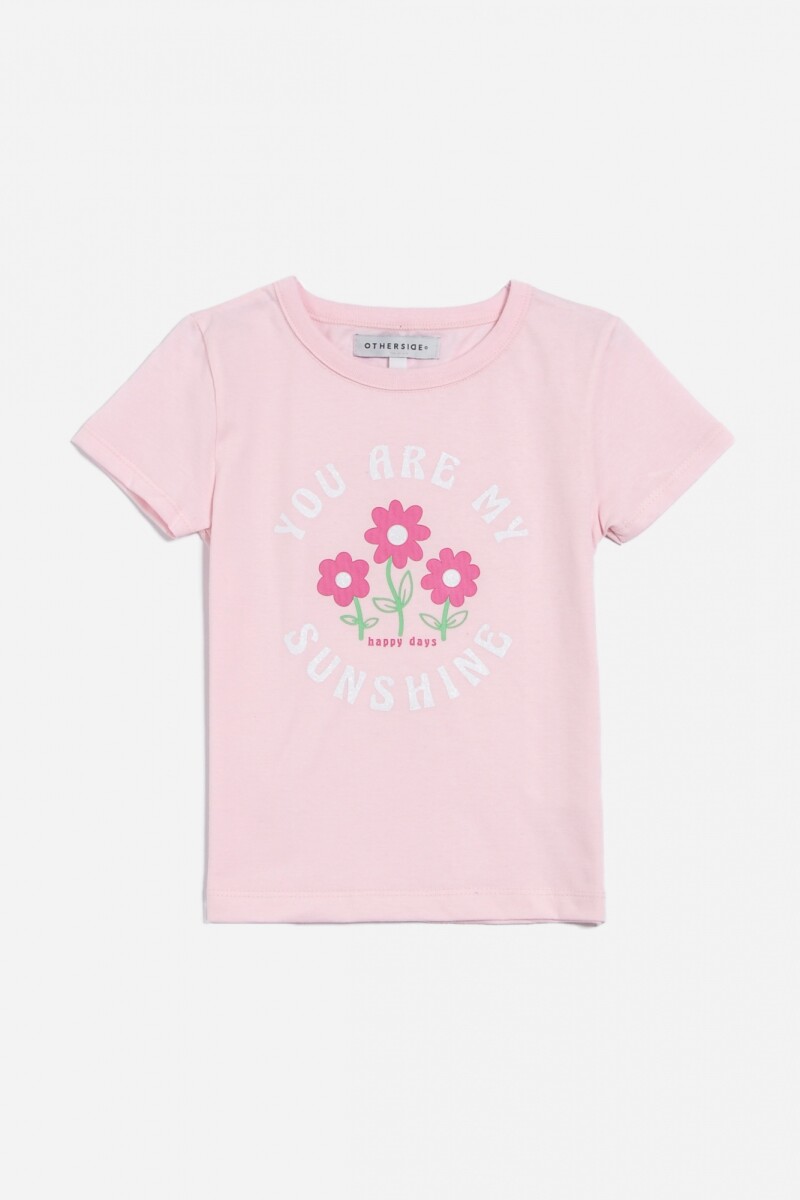 Remera m/c estampa floral ROSA CLARO