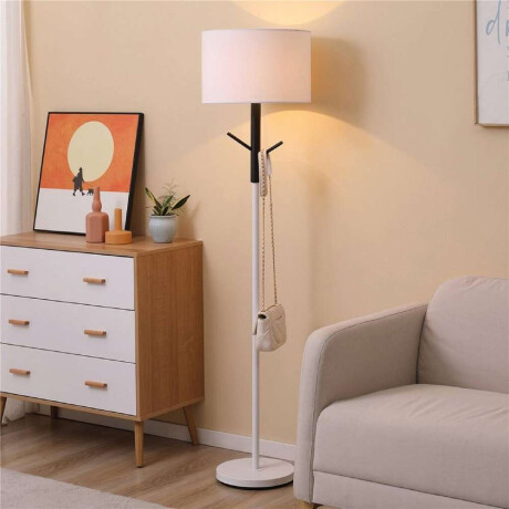 Lampara De Pie D38X160Cm Tela/Metal Blanco