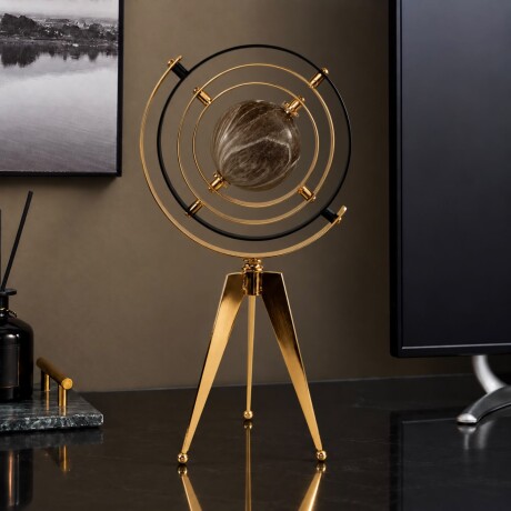 Esfera Orbital Metálica Decorativa Dorada con Trípode - Altura 32 cm Esfera Orbital Metálica Decorativa Dorada con Trípode - Altura 32 cm