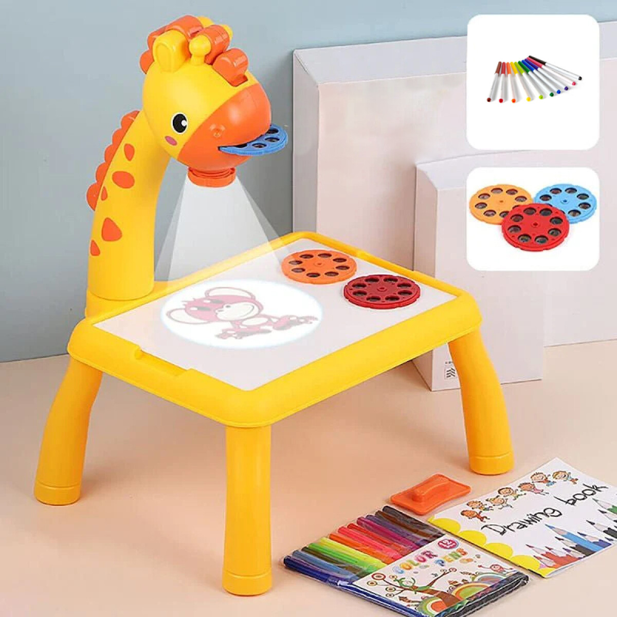 Proyector Infantil con Mesa y Luz con Accesorios — Cartoons