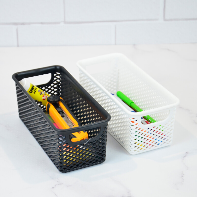 Cesto organizador calado línea rectangular P BLANCO