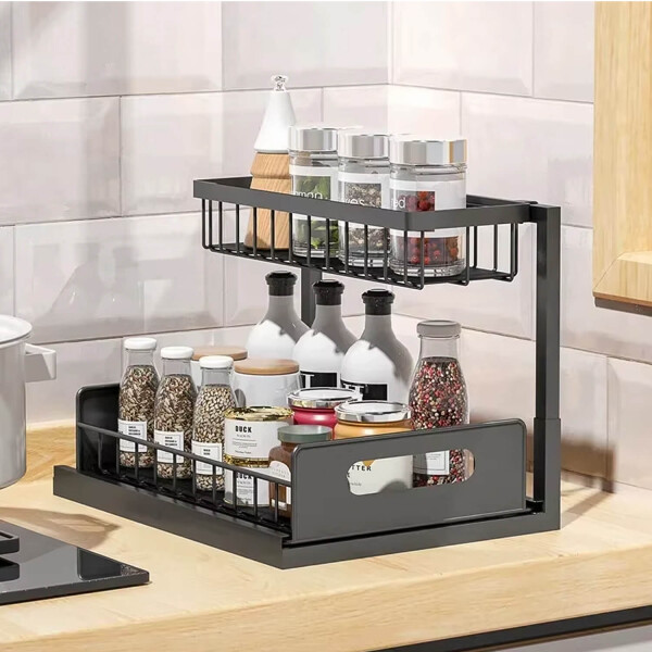 Estante Organizador Cajon Extraible Especiero Cocina mesada alacena 2 Niveles CAN009 Estante Organizador Cajon Extraible Especiero Cocina mesada alacena 2 Niveles CAN009