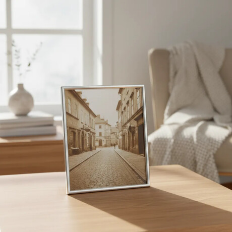 Portar Retrato Marco Clásico para Fotos 15x20Cm Vidrio Metal Plateado