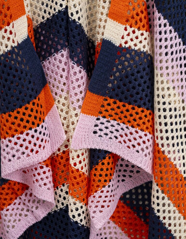 Knitwear Poncho Tejido Calado - Combinacion Multicolor