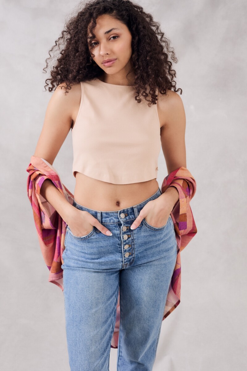 Top Algodón Ribb Rosa