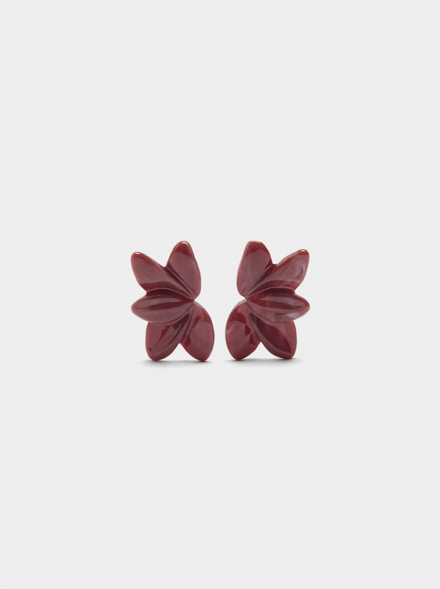 Pendientes De Media Flor - burdeos 