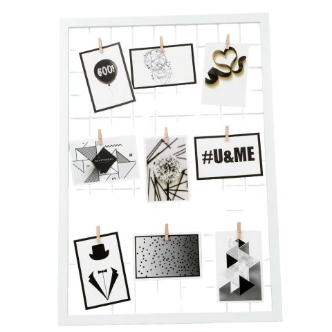 PANEL METAL BLANCO P/FOTOS C/PINZAS 47X67CM Unica