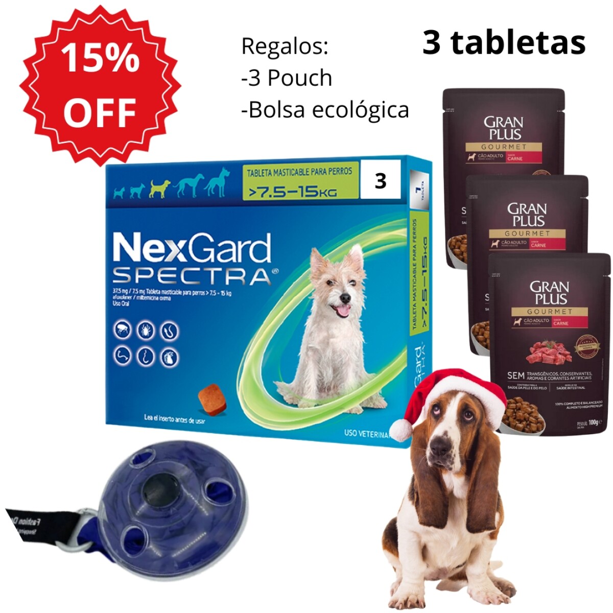 Nexgard Spectra Dog 7.6 - 15 Kg * 3 Comprimidos 