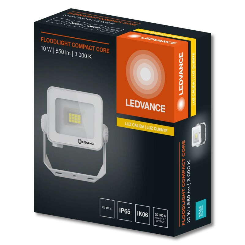 Foco LED LEDVANCE OSRAM Compact IP65 10W Blanco Foco LED LEDVANCE OSRAM Compact IP65 10W Blanco Luz Cálida